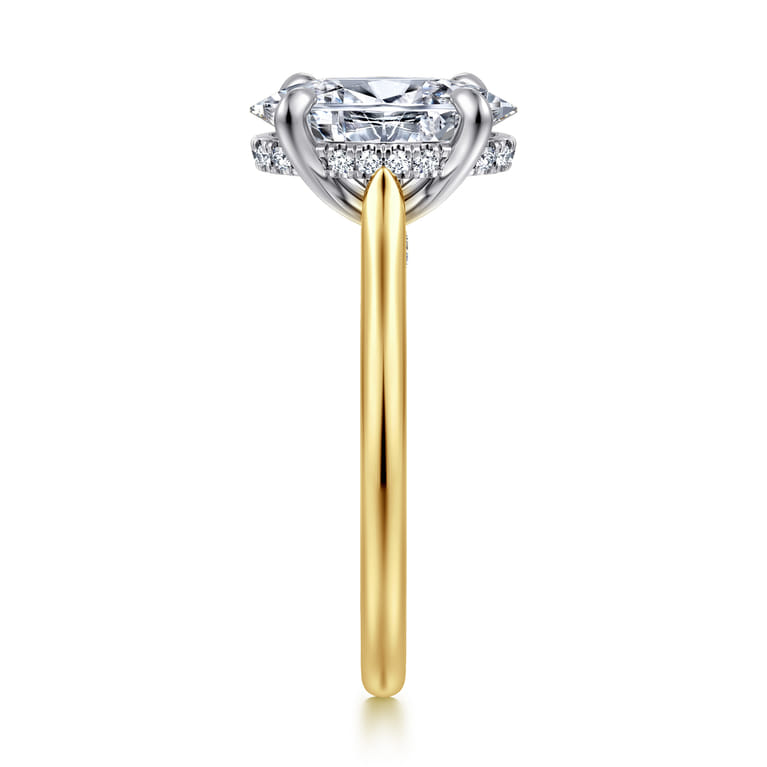 Ericka - 14K White and Yellow Gold Oval Diamond Engagement Ring - 0.16 ct - Shot 4