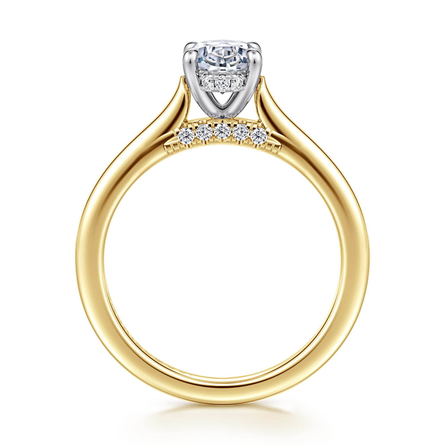 Ericka - 14K White and Yellow Gold Oval Diamond Engagement Ring - 0.15 ct - Shot 2