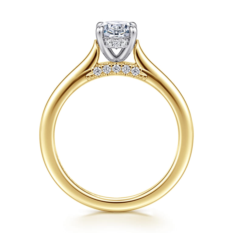 Ericka - 14K White and Yellow Gold Oval Diamond Engagement Ring - 0.15 ct - Shot 2