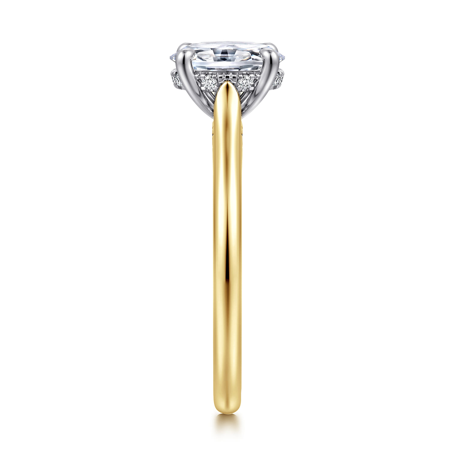 Ericka - 14K White and Yellow Gold Oval Diamond Engagement Ring - 0.15 ct - Shot 4