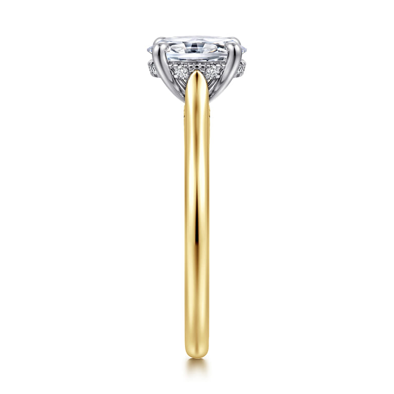 Ericka - 14K White and Yellow Gold Oval Diamond Engagement Ring - 0.15 ct - Shot 4