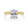 Ericka - 14K White and Yellow Gold Oval Diamond Engagement Ring - 0.12 ct