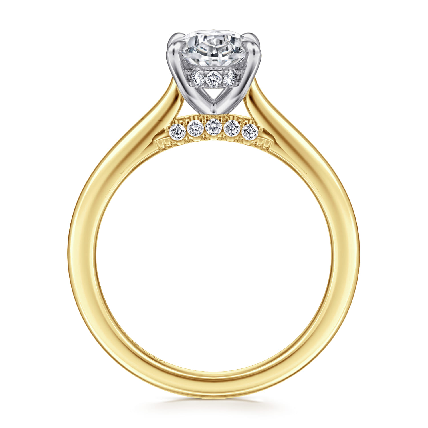 Ericka - 14K White and Yellow Gold Oval Diamond Engagement Ring - 0.12 ct - Shot 2