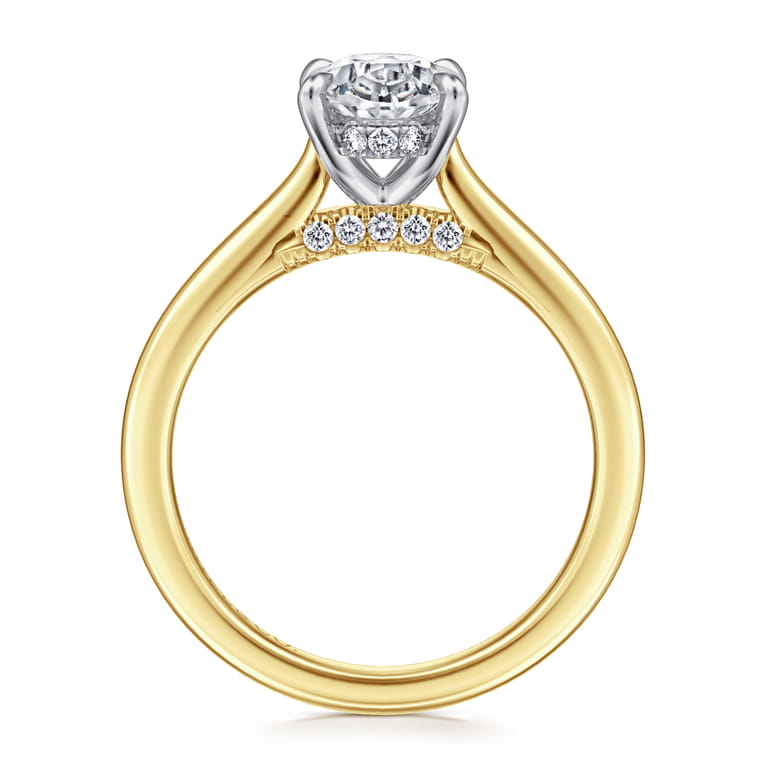 Ericka - 14K White and Yellow Gold Oval Diamond Engagement Ring - 0.12 ct - Shot 2