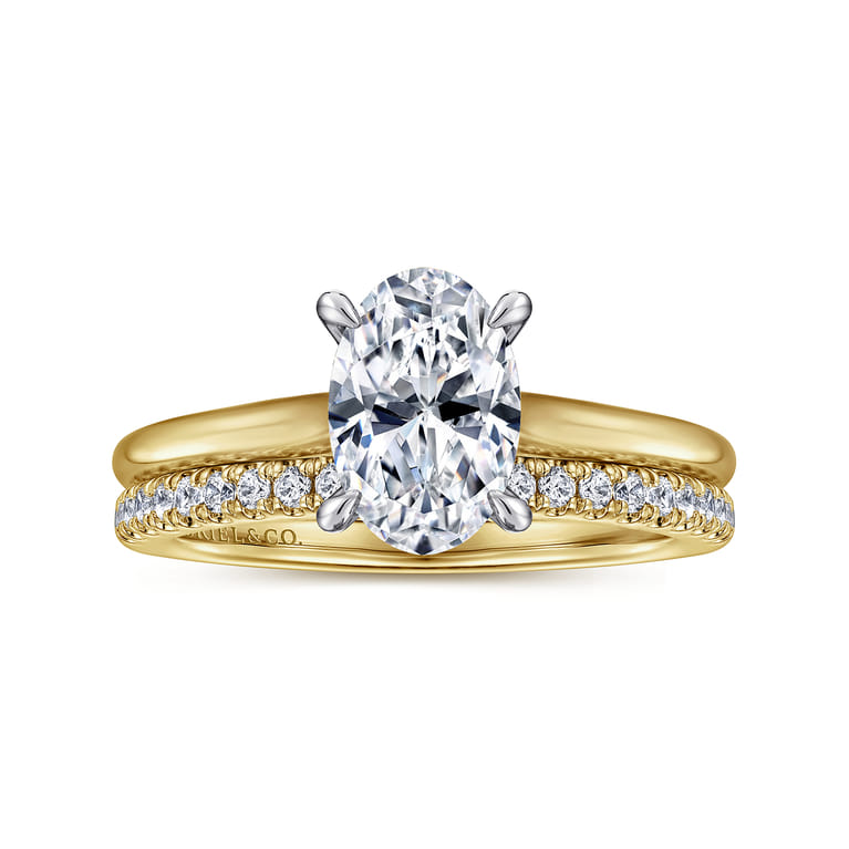 Ericka - 14K White and Yellow Gold Oval Diamond Engagement Ring - 0.12 ct - Shot 4
