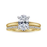Ericka - 14K White and Yellow Gold Oval Diamond Engagement Ring - 0.12 ct