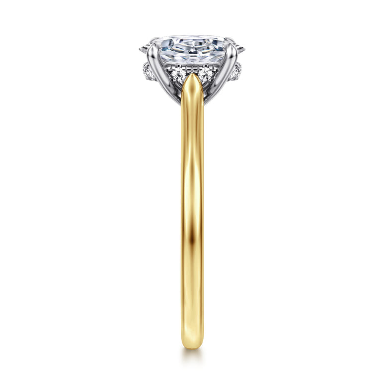 Ericka - 14K White and Yellow Gold Oval Diamond Engagement Ring - 0.12 ct - Shot 5