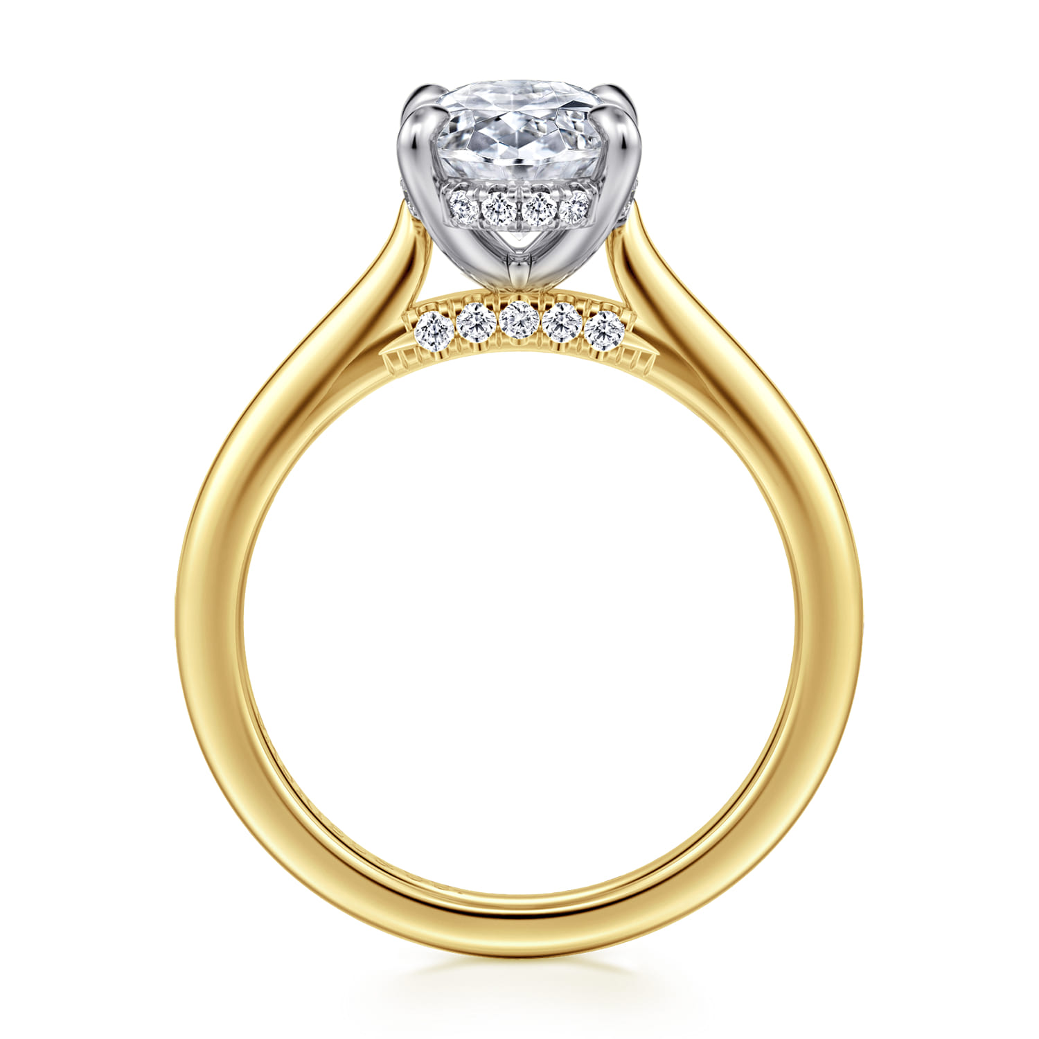 Ericka - 14K White and Yellow Gold Oval Diamond Engagement Ring - 0.13 ct - Shot 2