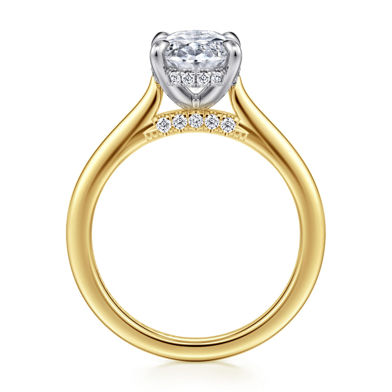 Ericka - 14K White and Yellow Gold Oval Diamond Engagement Ring - 0.13 ct - Shot 2