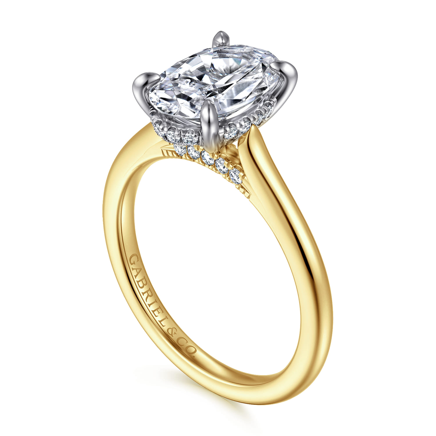Ericka - 14K White and Yellow Gold Oval Diamond Engagement Ring - 0.13 ct - Shot 3