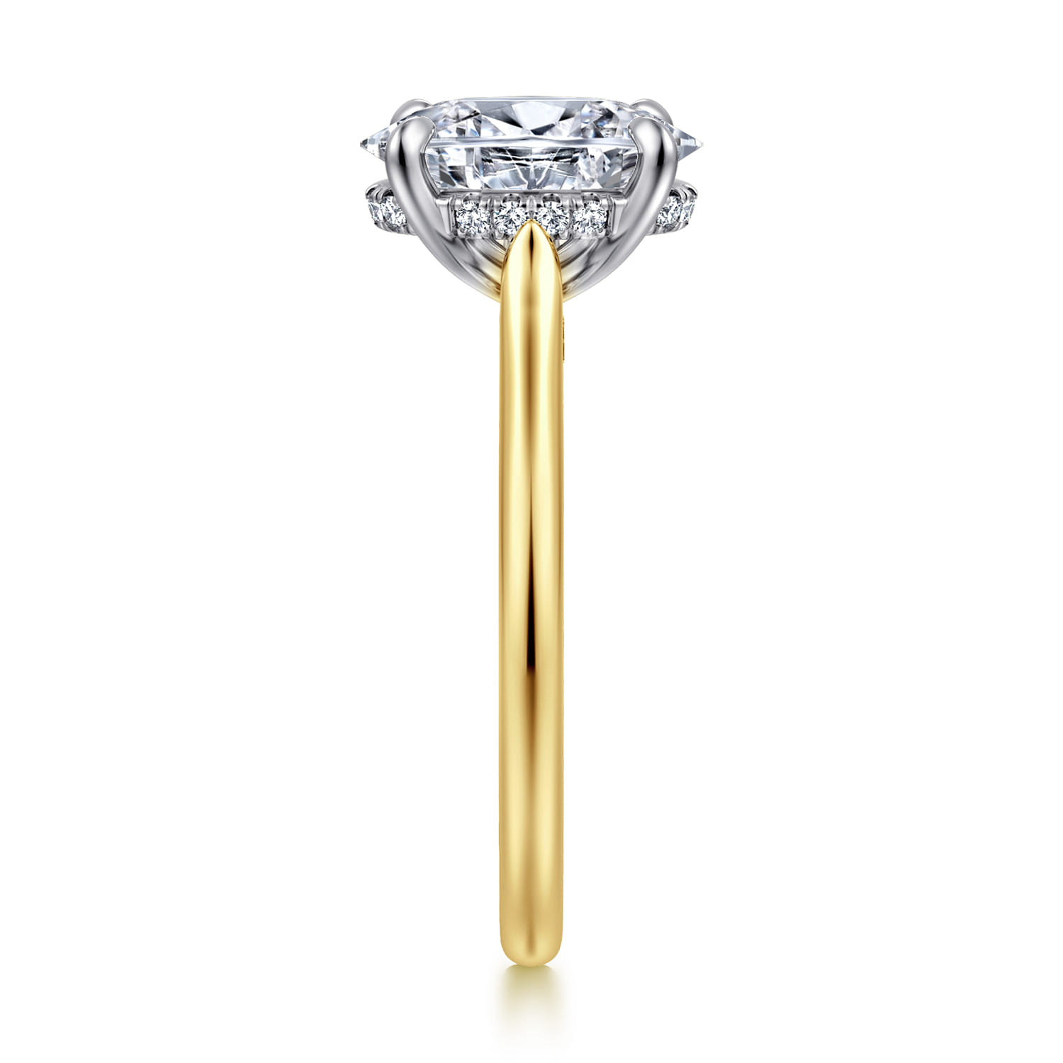 Ericka - 14K White and Yellow Gold Oval Diamond Engagement Ring - 0.13 ct - Shot 4