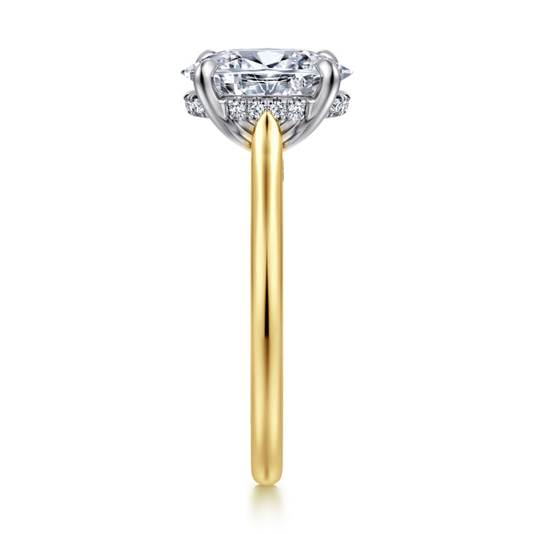Ericka - 14K White and Yellow Gold Oval Diamond Engagement Ring - 0.13 ct - Shot 4