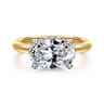 Sandi - 14K White-Yellow Gold East West Oval Diamond Engagement Ring - 0.15 ct