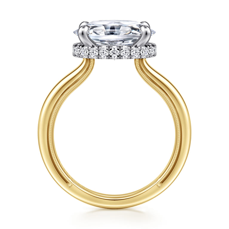 Sandi - 14K White-Yellow Gold East West Oval Diamond Engagement Ring - 0.15 ct - Shot 2