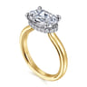 Sandi - 14K White-Yellow Gold East West Oval Diamond Engagement Ring - 0.15 ct