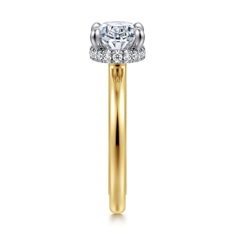 Sandi - 14K White-Yellow Gold East West Oval Diamond Engagement Ring - 0.15 ct - Shot 4