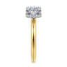 Sandi - 14K White-Yellow Gold East West Oval Diamond Engagement Ring - 0.15 ct