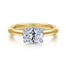 Sandi - 14K White-Yellow Gold East West Oval Diamond Engagement Ring - 0.1 ct