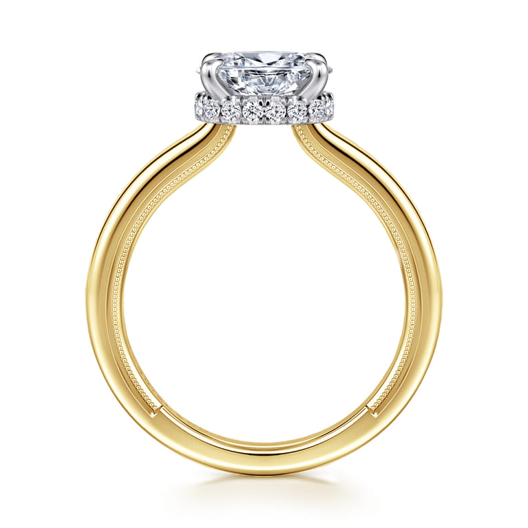 Sandi - 14K White-Yellow Gold East West Oval Diamond Engagement Ring - 0.1 ct - Shot 2