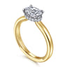 Sandi - 14K White-Yellow Gold East West Oval Diamond Engagement Ring - 0.1 ct