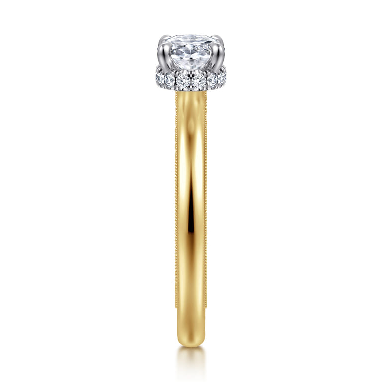 Sandi - 14K White-Yellow Gold East West Oval Diamond Engagement Ring - 0.1 ct - Shot 4