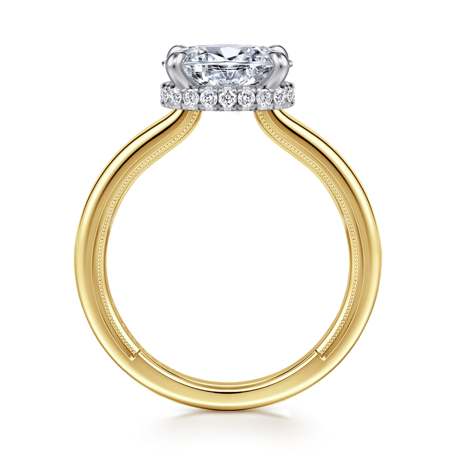 Sandi - 14K White-Yellow Gold East West Oval Diamond Engagement Ring - 0.11 ct - Shot 2