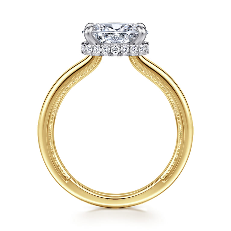 Sandi - 14K White-Yellow Gold East West Oval Diamond Engagement Ring - 0.11 ct - Shot 2