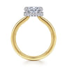 Sandi - 14K White-Yellow Gold East West Oval Diamond Engagement Ring - 0.11 ct