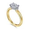 Sandi - 14K White-Yellow Gold East West Oval Diamond Engagement Ring - 0.11 ct