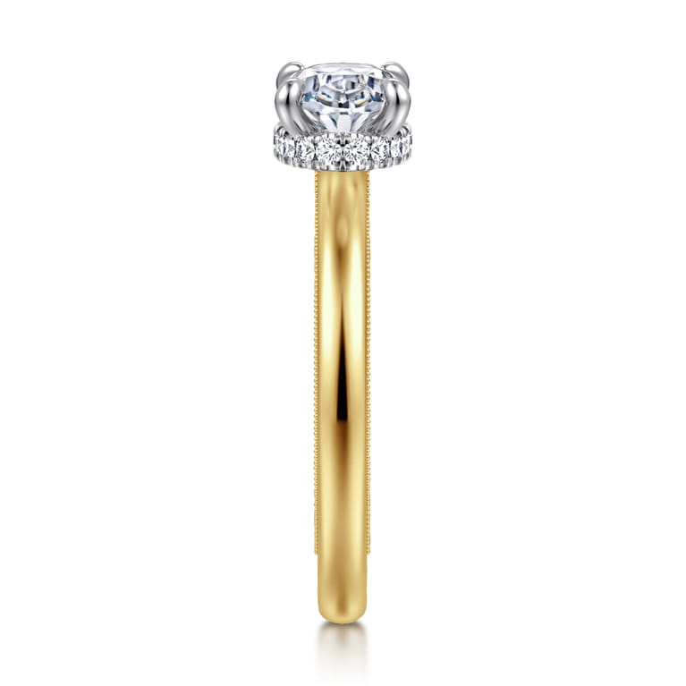 Sandi - 14K White-Yellow Gold East West Oval Diamond Engagement Ring - 0.11 ct - Shot 4
