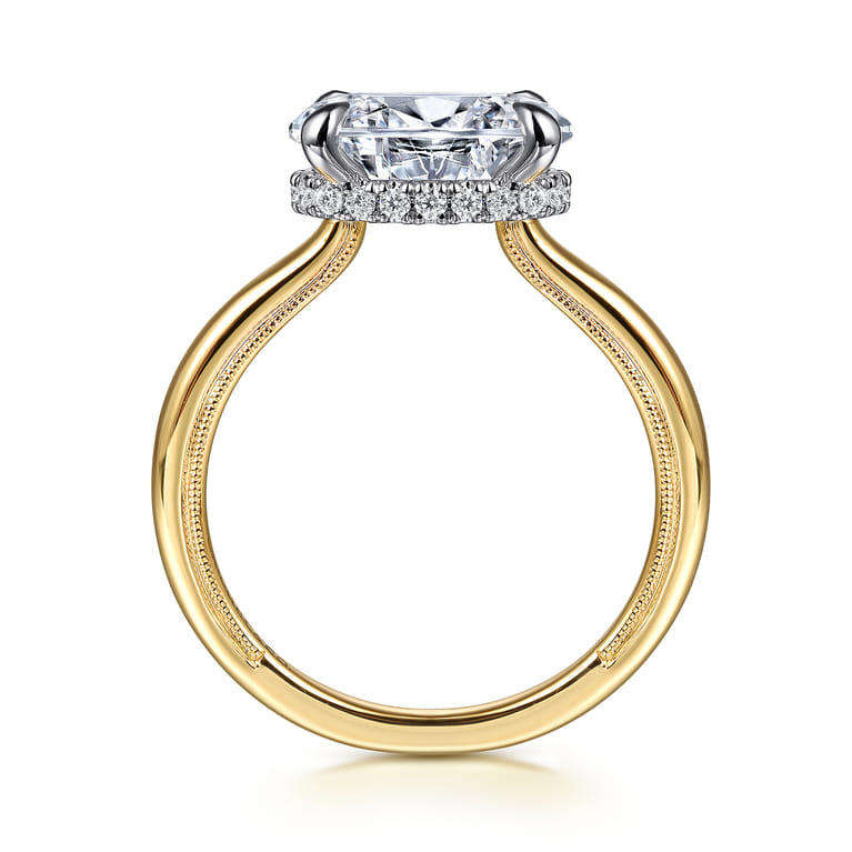 Sandi - 14K White-Yellow Gold East West Oval Diamond Engagement Ring - 0.12 ct - Shot 2