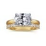 Sandi - 14K White-Yellow Gold East West Oval Diamond Engagement Ring - 0.12 ct