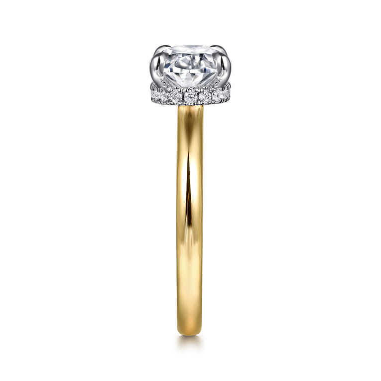 Sandi - 14K White-Yellow Gold East West Oval Diamond Engagement Ring - 0.12 ct - Shot 5