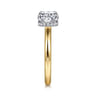 Sandi - 14K White-Yellow Gold East West Oval Diamond Engagement Ring - 0.12 ct