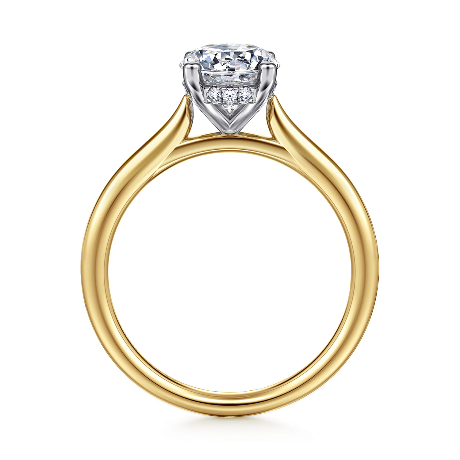 Azucena - 14K White-Yellow Gold Oval Solitaire Diamond Engagement Ring - 0.06 ct - Shot 2