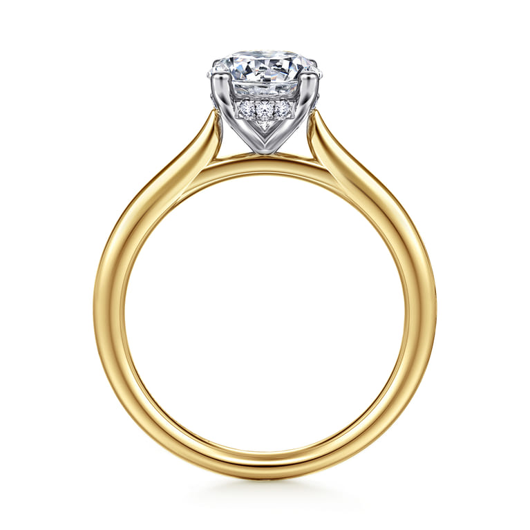 Azucena - 14K White-Yellow Gold Oval Solitaire Diamond Engagement Ring - 0.06 ct - Shot 2