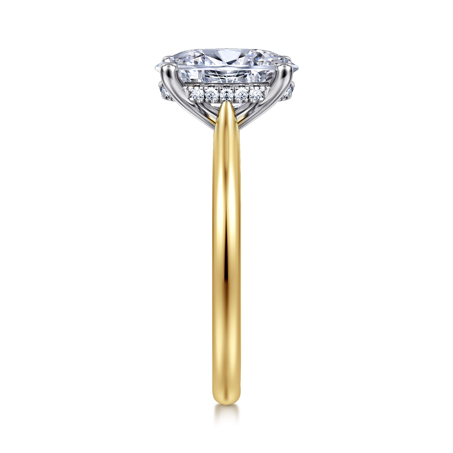 Azucena - 14K White-Yellow Gold Oval Solitaire Diamond Engagement Ring - 0.06 ct - Shot 5