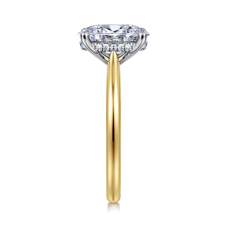 Azucena - 14K White-Yellow Gold Oval Solitaire Diamond Engagement Ring - 0.06 ct - Shot 5