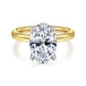 Lua - 14K White-Yellow Gold Hidden Halo Oval Diamond Engagement Ring - 0.08 ct