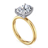 Lua - 14K White-Yellow Gold Hidden Halo Oval Diamond Engagement Ring - 0.08 ct