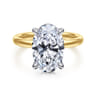 Lua - 14K White-Yellow Gold Hidden Halo Oval Diamond Engagement Ring - 0.08 ct