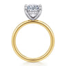 Lua - 14K White-Yellow Gold Hidden Halo Oval Diamond Engagement Ring - 0.08 ct