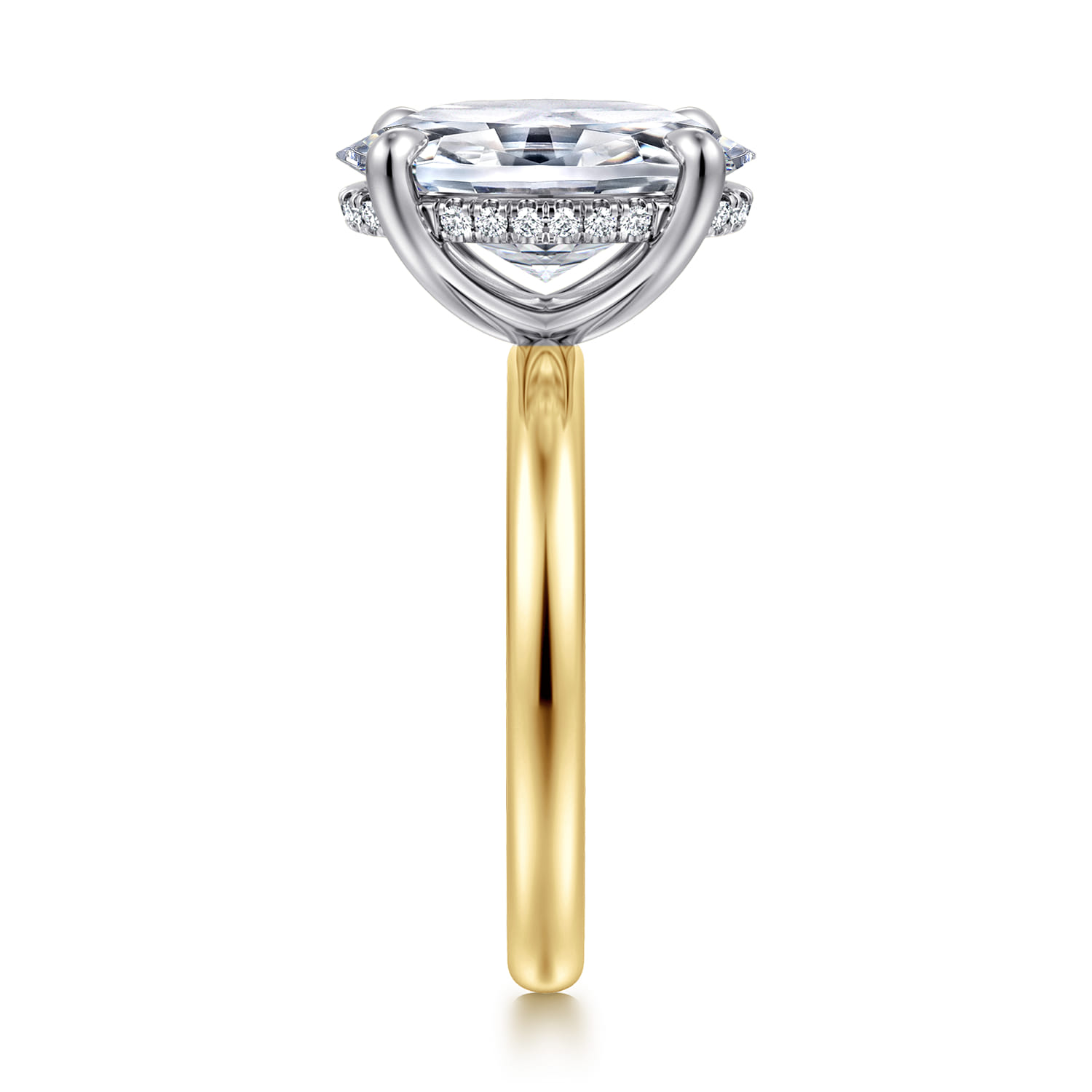 Lua - 14K White-Yellow Gold Hidden Halo Oval Diamond Engagement Ring - 0.08 ct - Shot 5