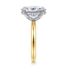 Lua - 14K White-Yellow Gold Hidden Halo Oval Diamond Engagement Ring - 0.08 ct
