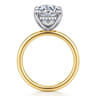 Lua - 14K White-Yellow Gold Hidden Halo Oval Diamond Engagement Ring - 0.1 ct