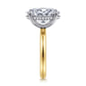 Lua - 14K White-Yellow Gold Hidden Halo Oval Diamond Engagement Ring - 0.1 ct