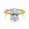 Peace - 14K Yellow-White Gold Oval Diamond Engagement Ring - 0.08 ct