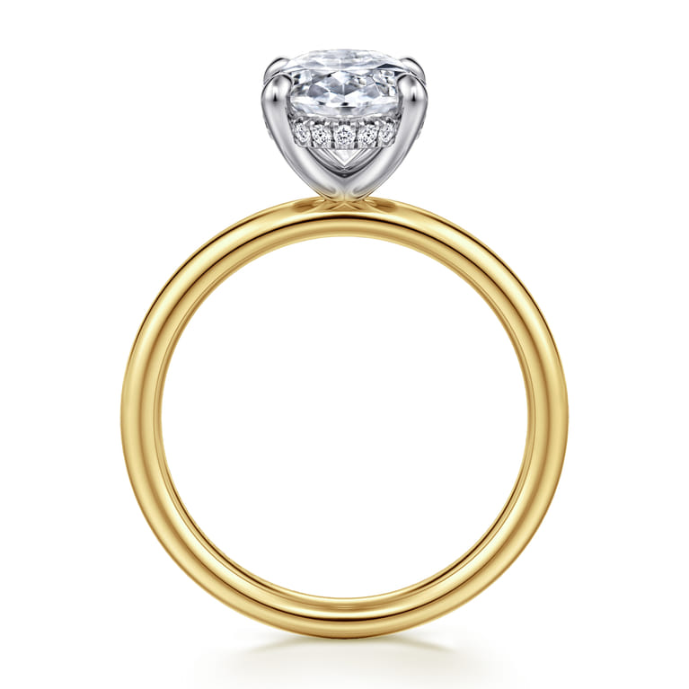 Peace - 14K Yellow-White Gold Oval Diamond Engagement Ring - 0.08 ct - Shot 2