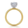 Peace - 14K Yellow-White Gold Oval Diamond Engagement Ring - 0.08 ct