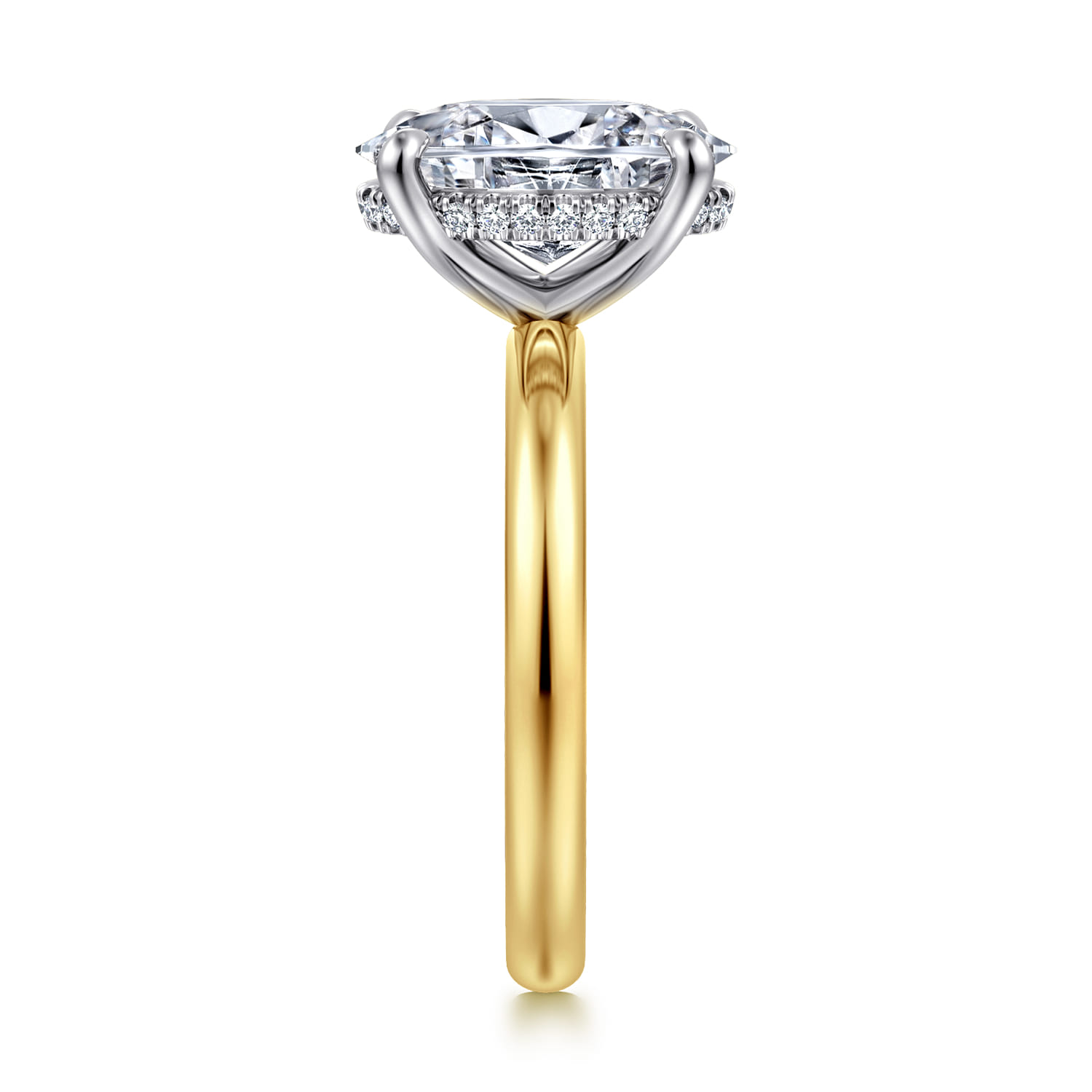 Peace - 14K Yellow-White Gold Oval Diamond Engagement Ring - 0.08 ct - Shot 4
